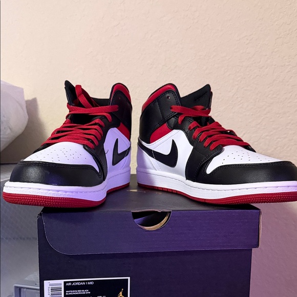 Jordan Mid-Top Sneakers - Black White Red - Picture 4 of 8